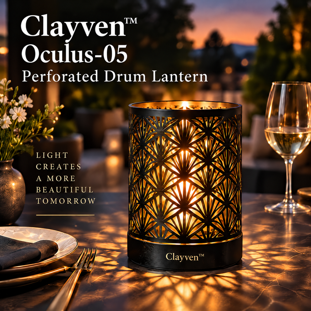 Clayven™ Oculus-05 Perforated Drum Lantern