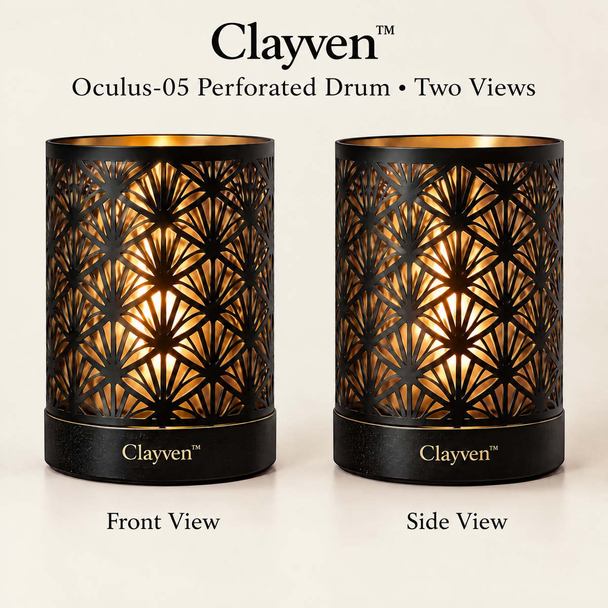 Clayven™ Oculus-05 Perforated Drum Lantern