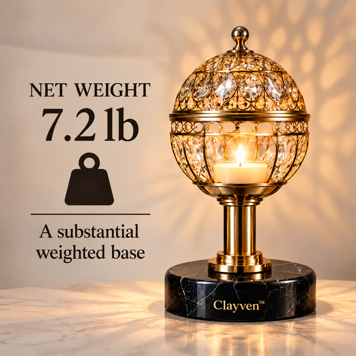 Clayven™ CrownGlobe-06 Sphere Pedestal Warmer