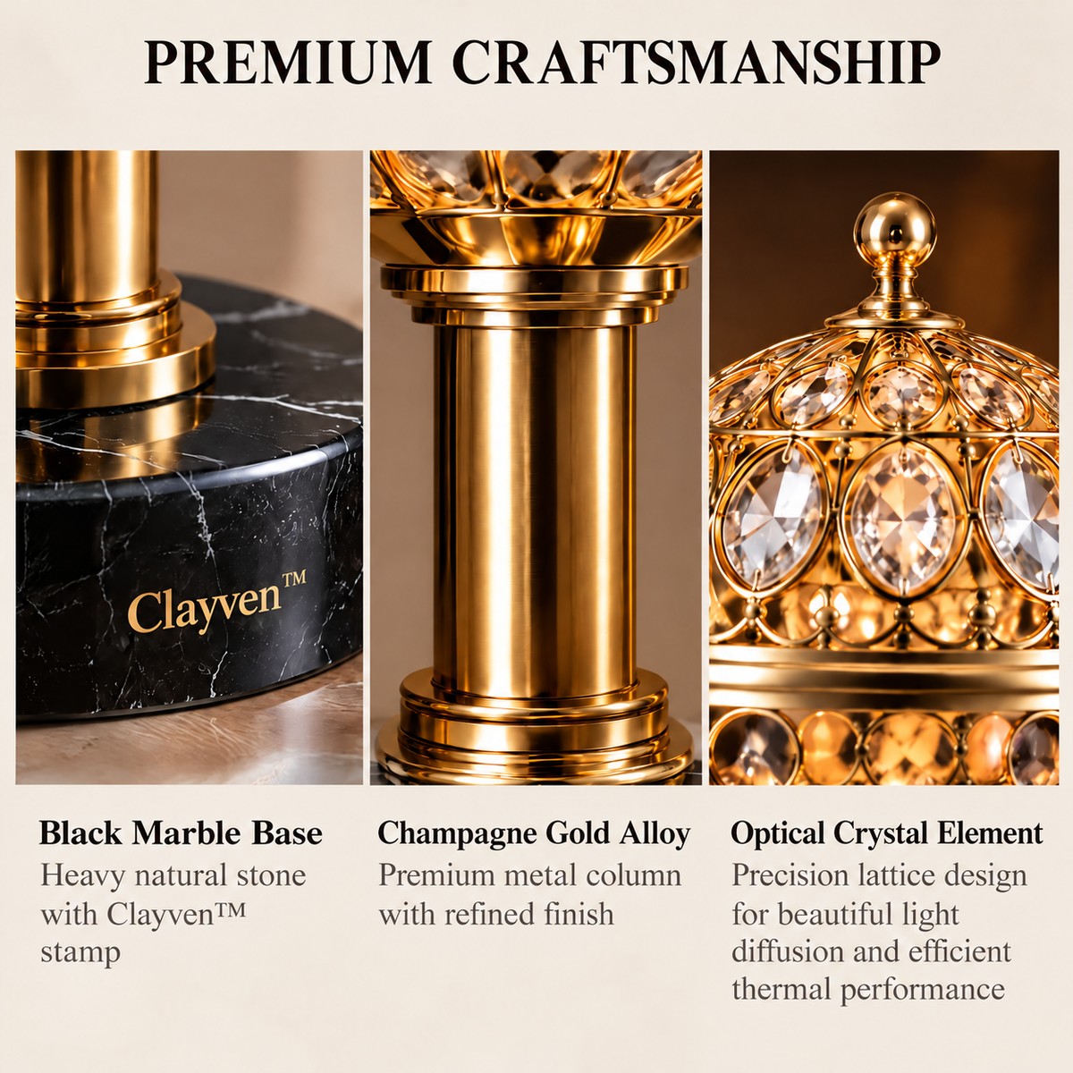 Clayven™ CrownGlobe-06 Sphere Pedestal Warmer