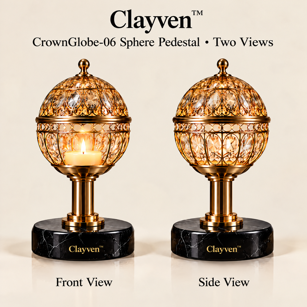 Clayven™ CrownGlobe-06 Sphere Pedestal Warmer