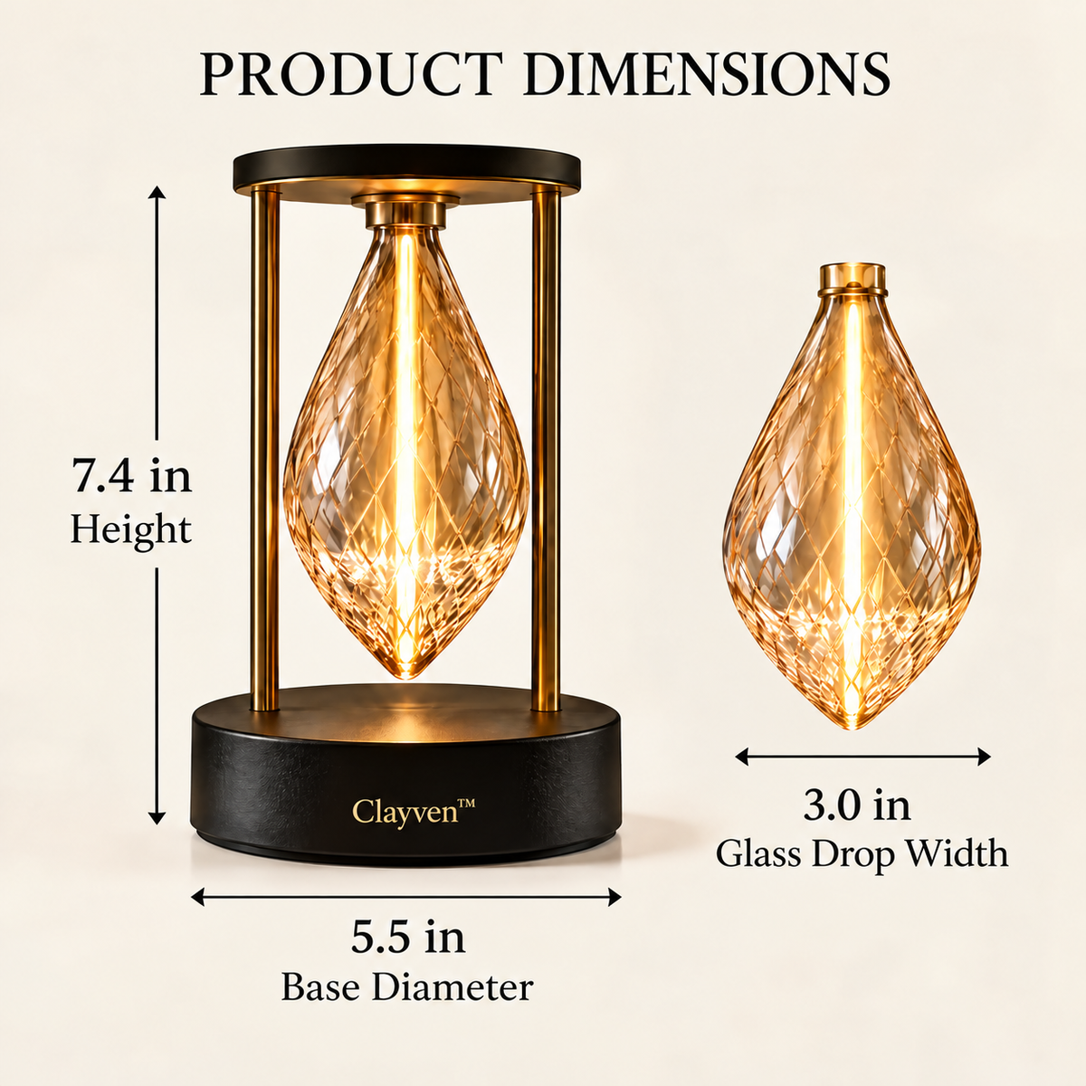 Clayven™ Vesper-03 Prism Drop Table Light