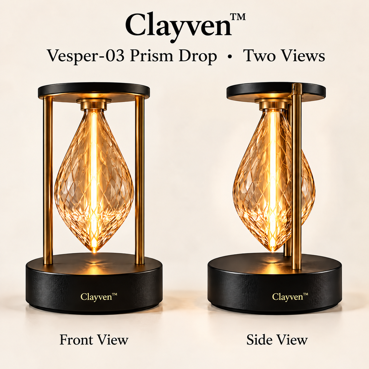 Clayven™ Vesper-03 Prism Drop Table Light