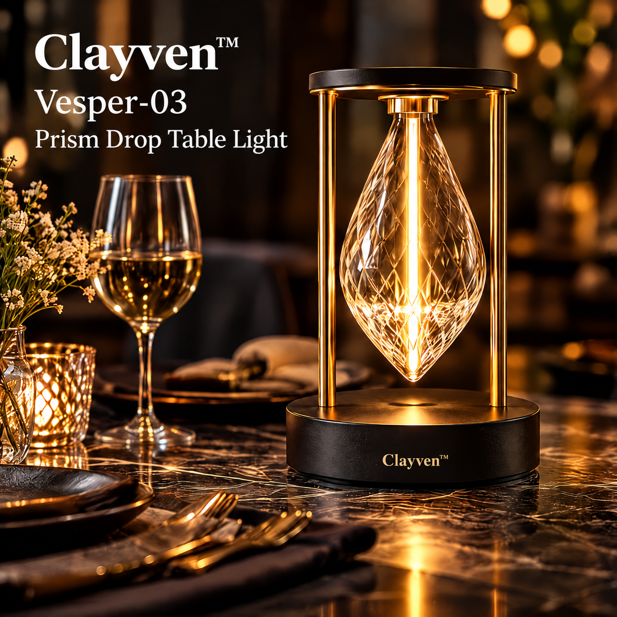 Clayven™ Vesper-03 Prism Drop Table Light