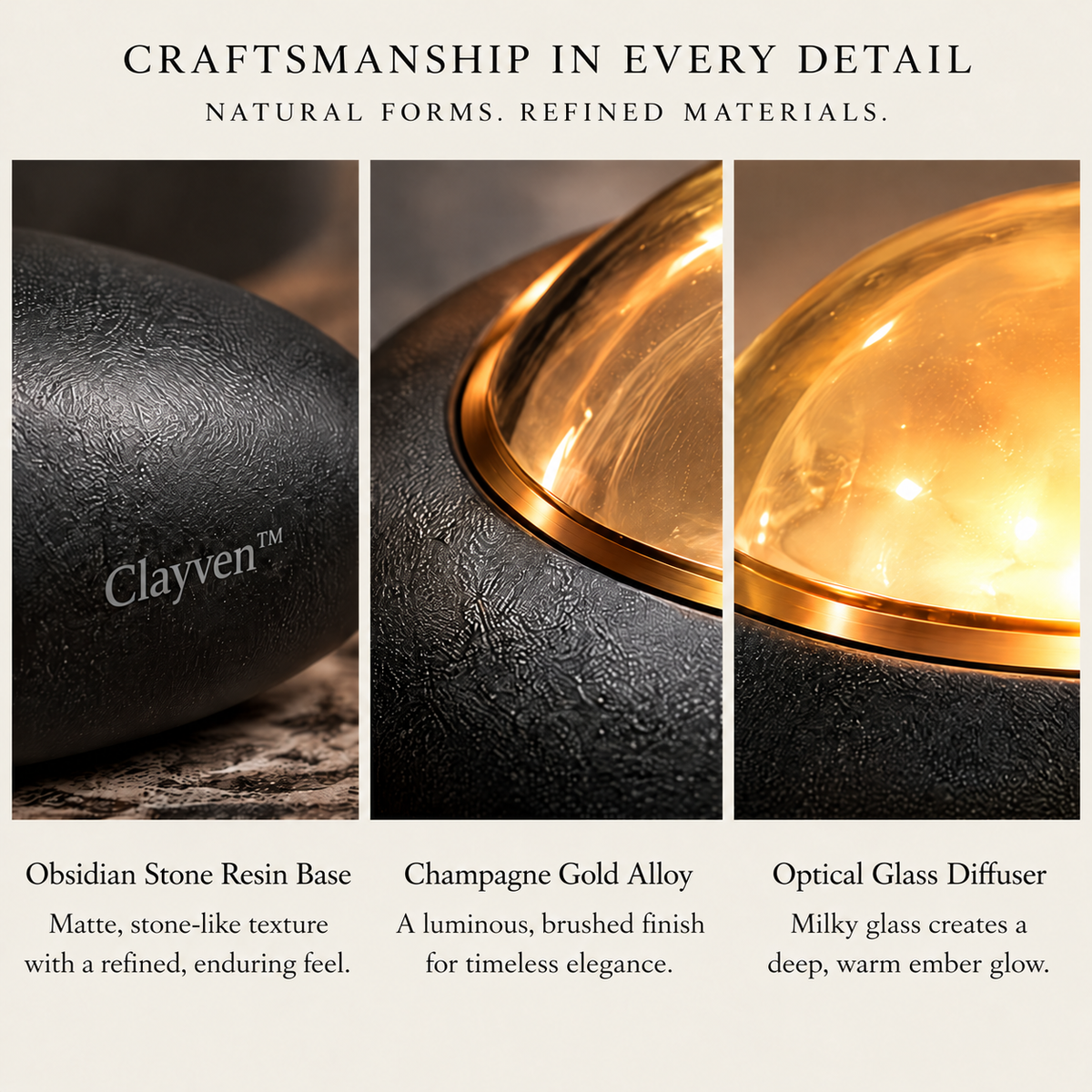 Clayven™ Vesper-06 Obsidian Pebble Glow