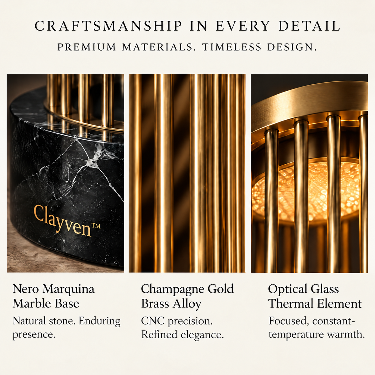 Clayven™ Colonnade-01 Brass Cage Thermal Sanctuary