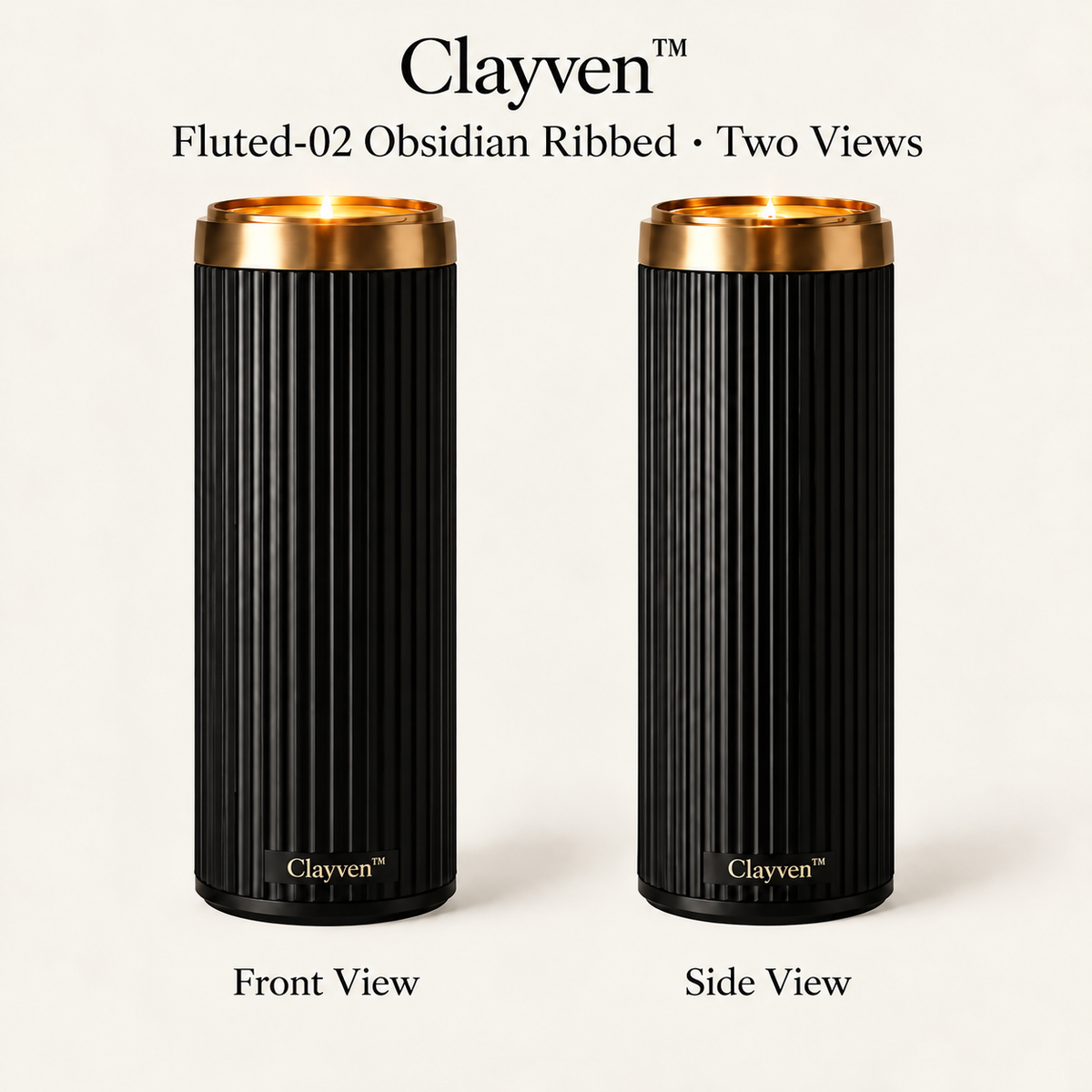 Clayven™ Fluted-02 Obsidian Ribbed Spire