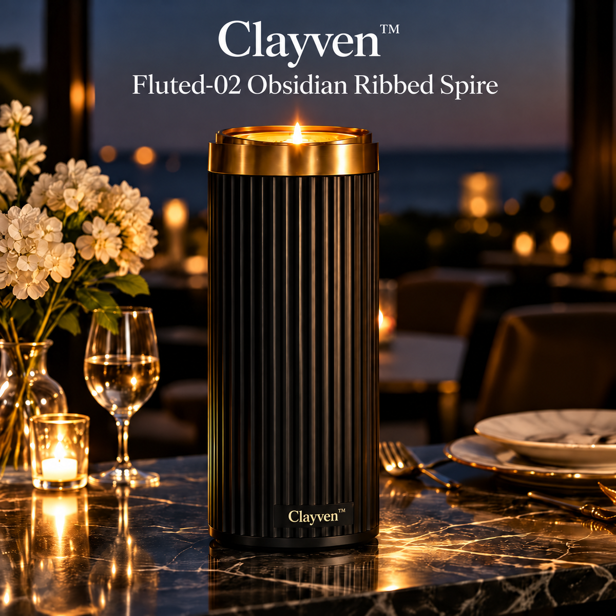 Clayven™ Fluted-02 Obsidian Ribbed Spire
